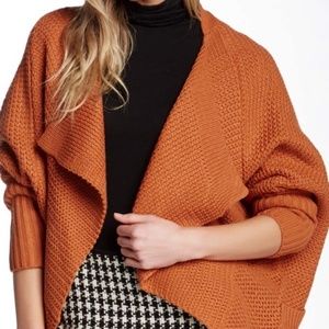 Chloe K Batwing Chunky Knit Rust Orange Cardigan XS/S